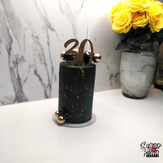 Black and Gold Theme Birthday Cake