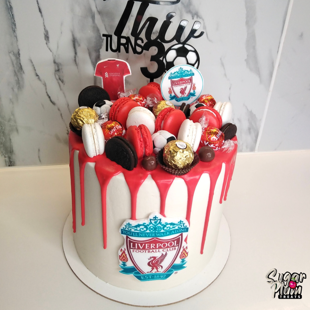 Liverpool Theme Soccer Drip Cake