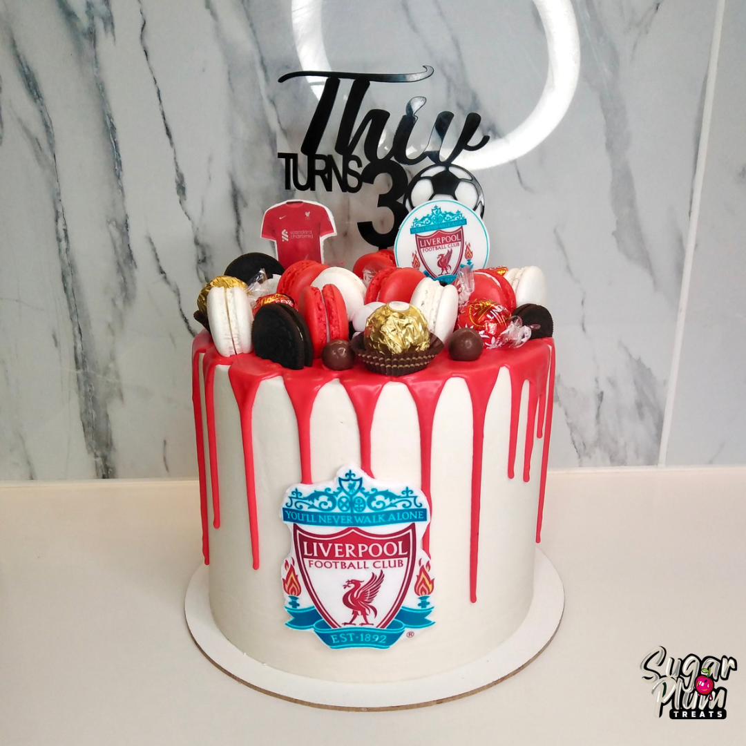 Liverpool Theme Soccer Drip Cake