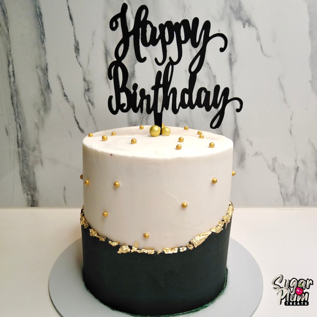 Black, White & Gold Birthday Cake