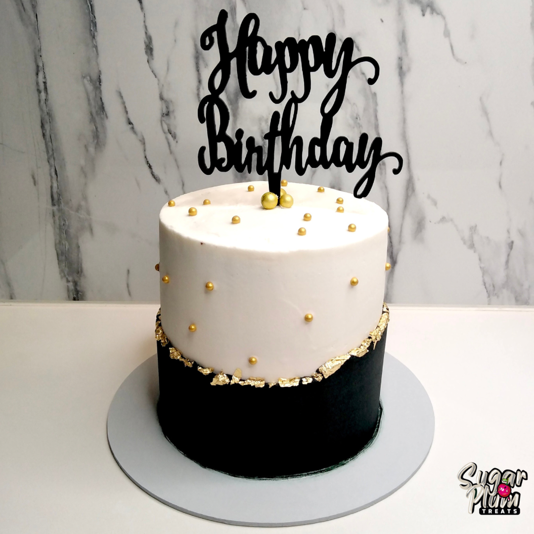 Black, White & Gold Birthday Cake