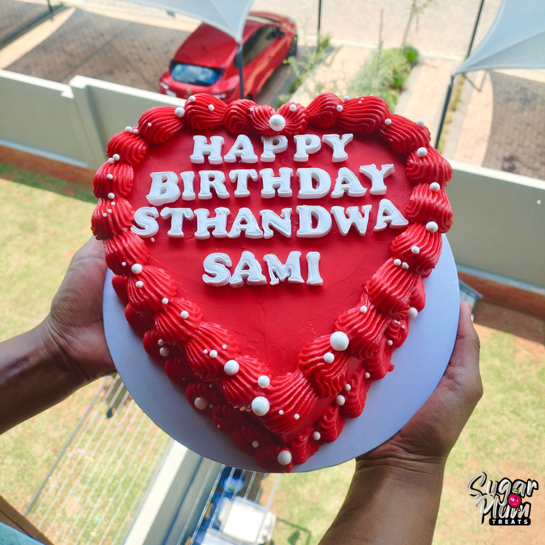 “Happy Birthday Sthandwa Sami” Heart Cake