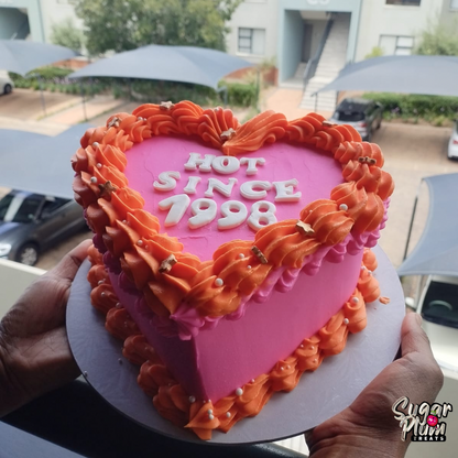 “Hot Since ” + Year Heart Cake
