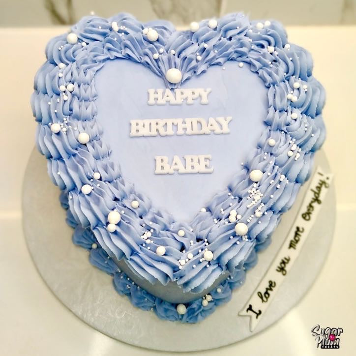 “Happy Birthday Babe” Heart Cake