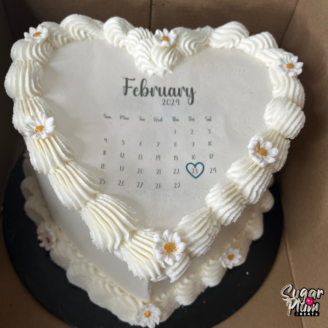 White February Calendar Burn-away Heart Cake
