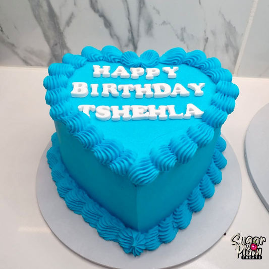 “Happy Birthday” + Name Heart Cake