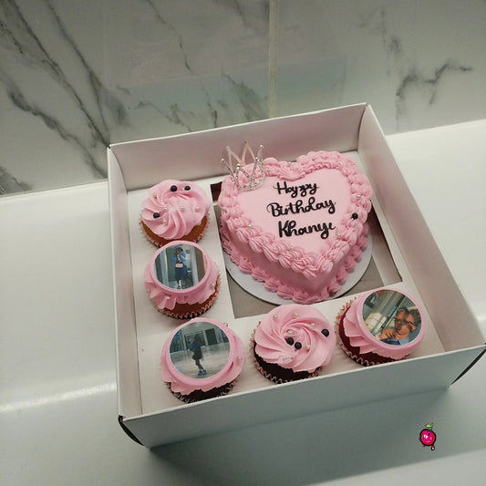 Happy Birthday Heart Box Set with Plaque (Pink & Black)