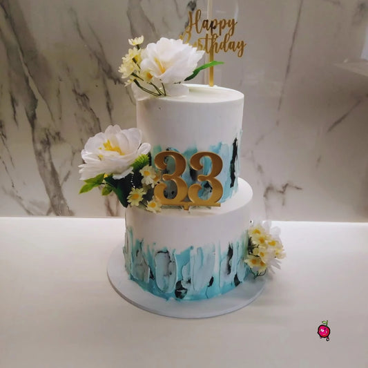 2 Tier Happy 33th Birthday Cake