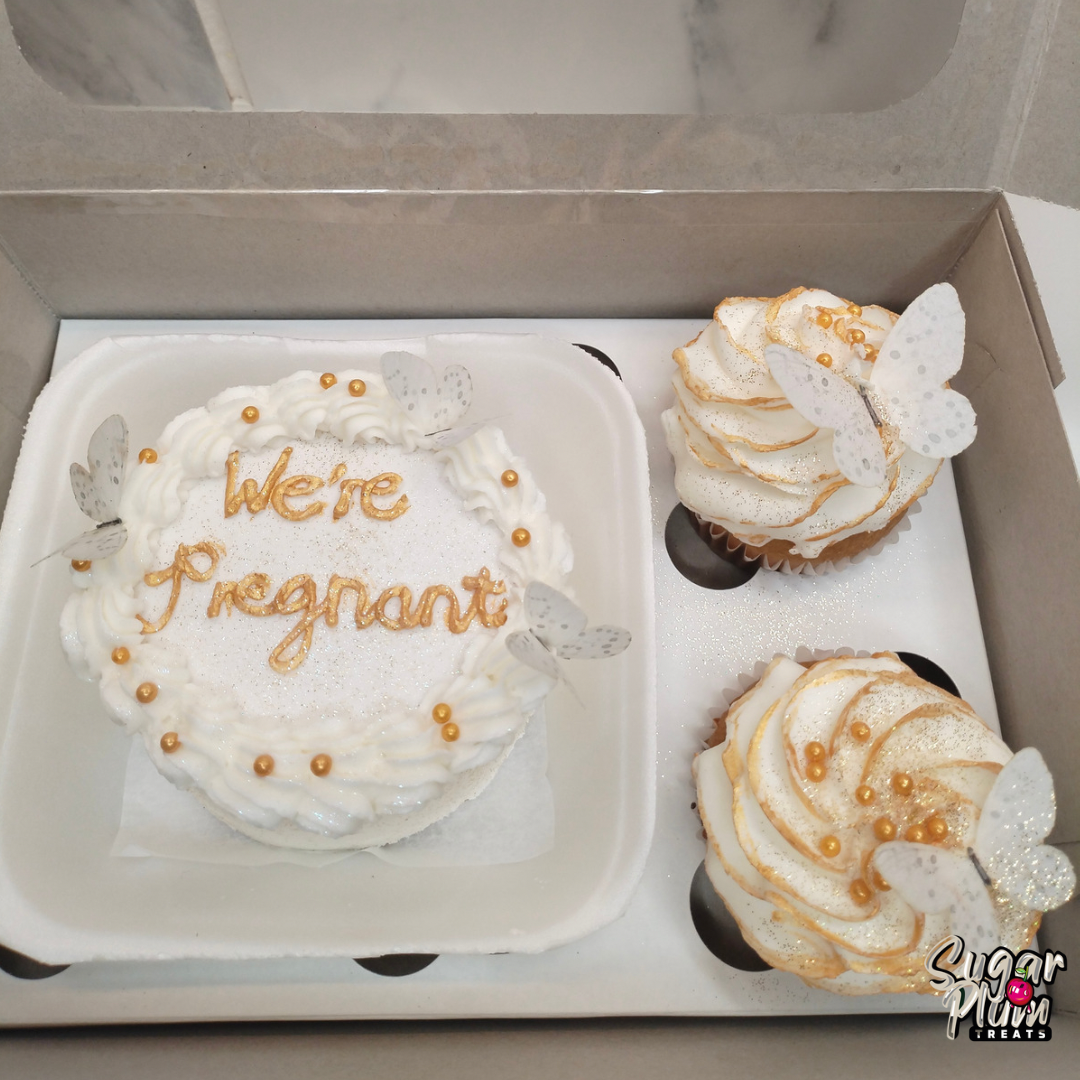 We're Pregnant Lunchbox Cake & Cupcakes