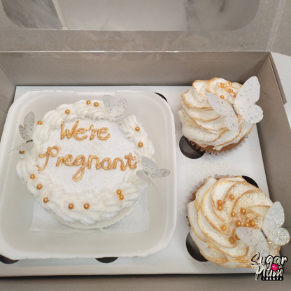 We're Pregnant Lunchbox Cake & Cupcakes