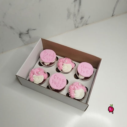 Pink & White Congrats Cupcakes