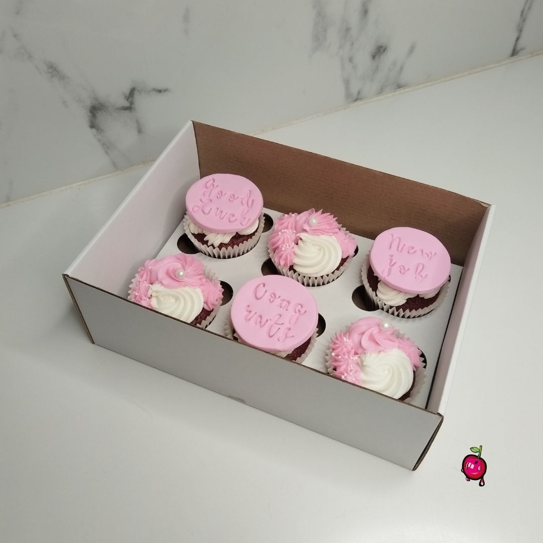 Pink & White Congrats Cupcakes