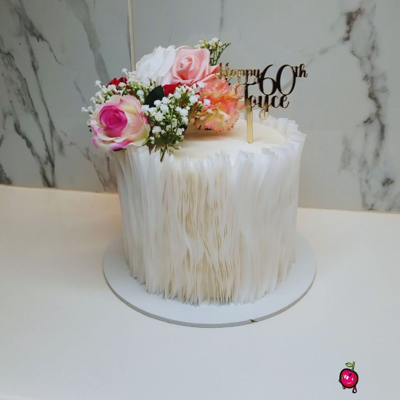 Custom Wafer Paper & Flowers Birthday Cake