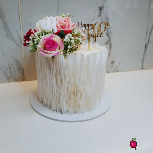 Custom Wafer Paper & Flowers Birthday Cake
