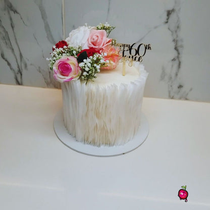Custom Wafer Paper & Flowers Birthday Cake