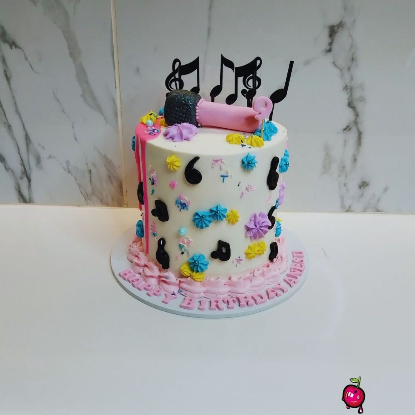 Music Notes Themed Birthday Cake