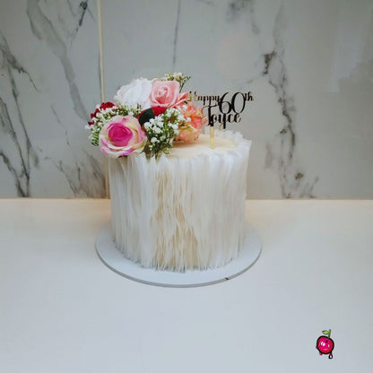 Custom Wafer Paper & Flowers Birthday Cake