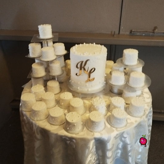 All White Wedding Cake & Bento Cakes with Pearls