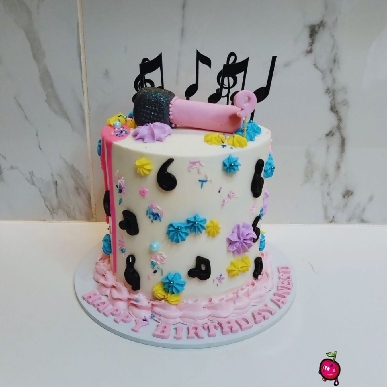Music Notes Themed Birthday Cake
