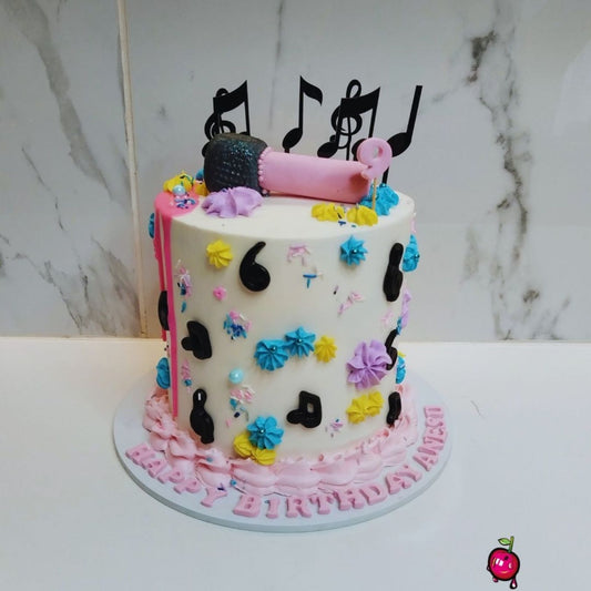 Music Notes Themed Birthday Cake
