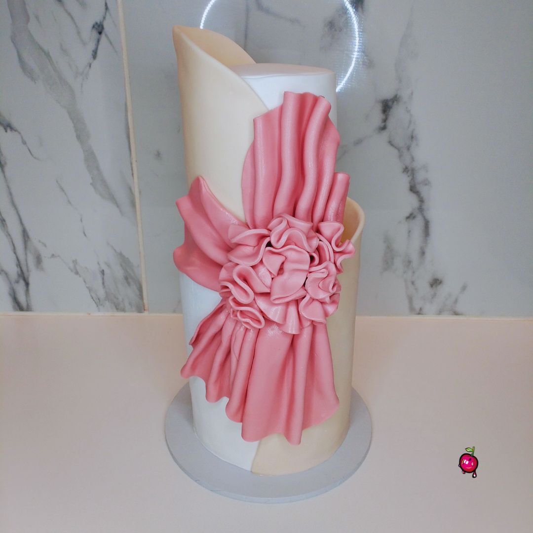 Big Ribbon Engagement 2 Tier Cake