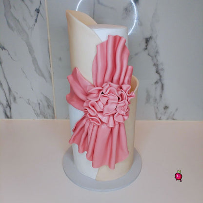 Big Ribbon Engagement 2 Tier Cake