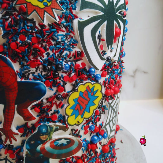 Marvel and DC Hero's Theme Sprinkle Cake