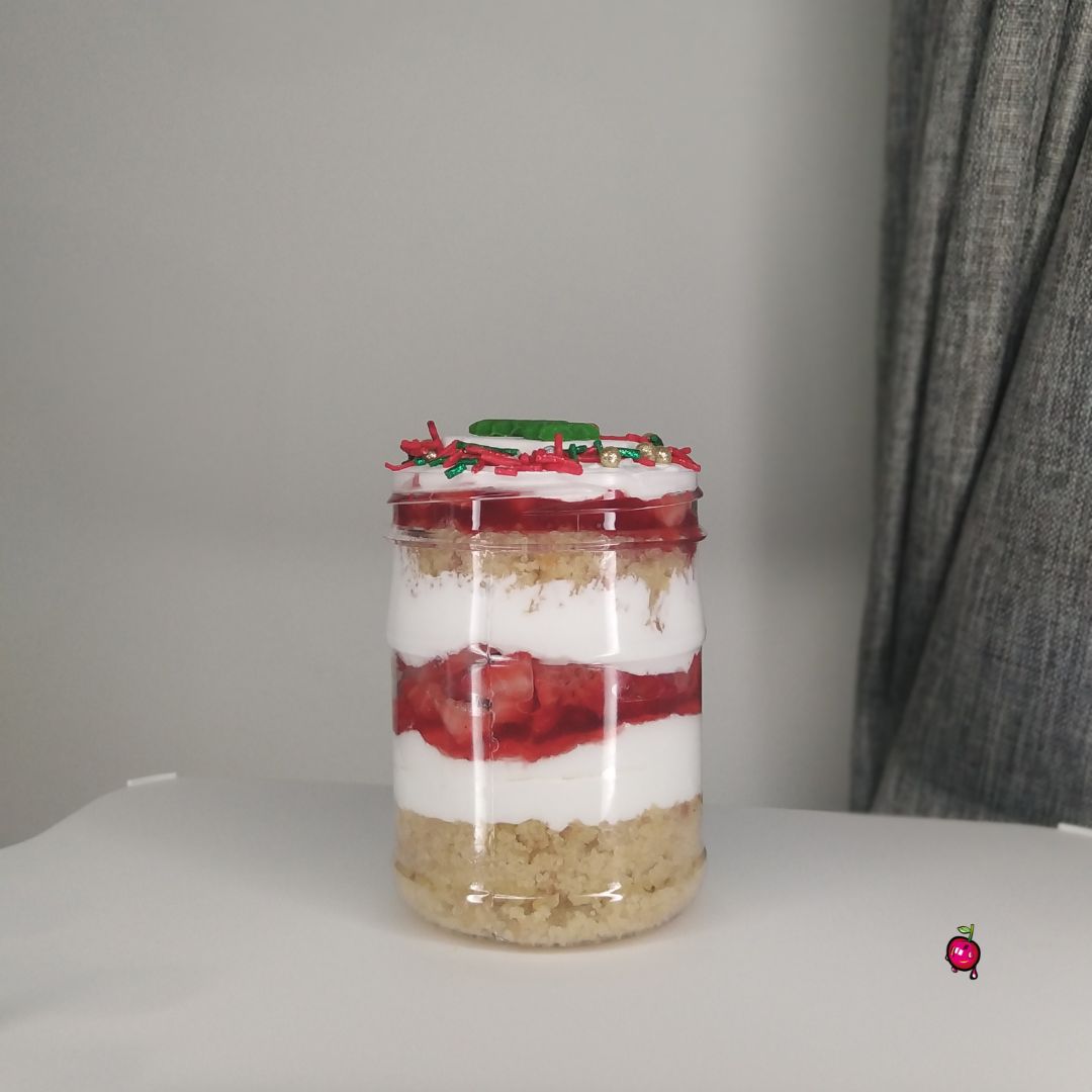 Festive Strawberry Shortcake Cake Jar