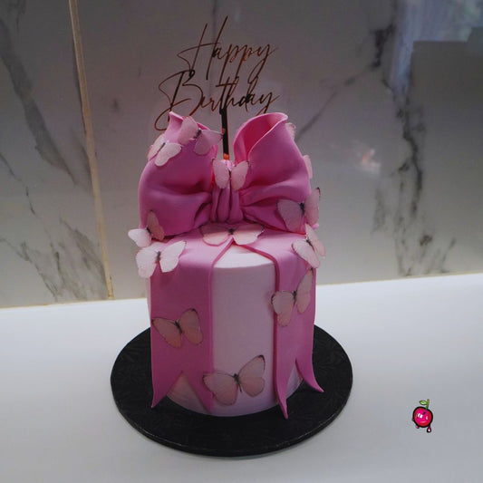 Pink Bow Themed Cake