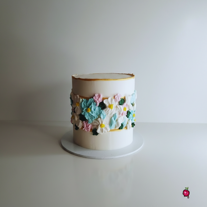 Piped Artsy Flowers Birthday Cake