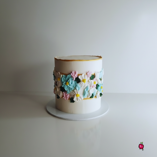 Piped Artsy Flowers Birthday Cake