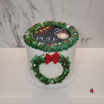 Festive Wreath Themed Celebration Cake