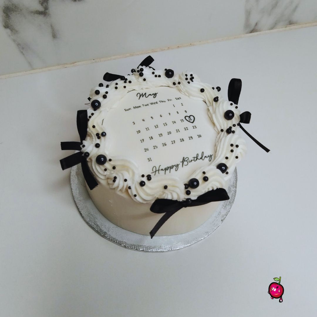 Happy Birthday Calendar Bento Cake with Pearls & Bows