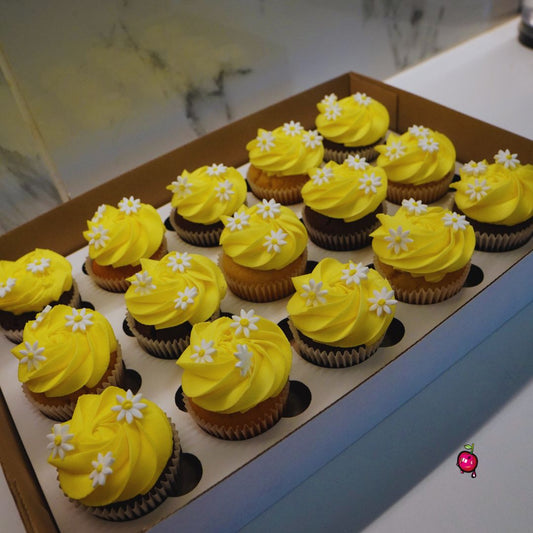 White Daisy Birthday Cupcakes