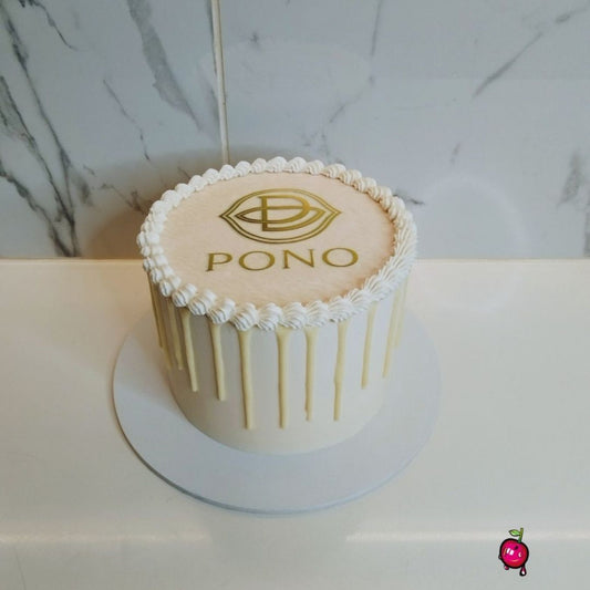 White Chocolate Overload Fudge Cake With Design/Logo
