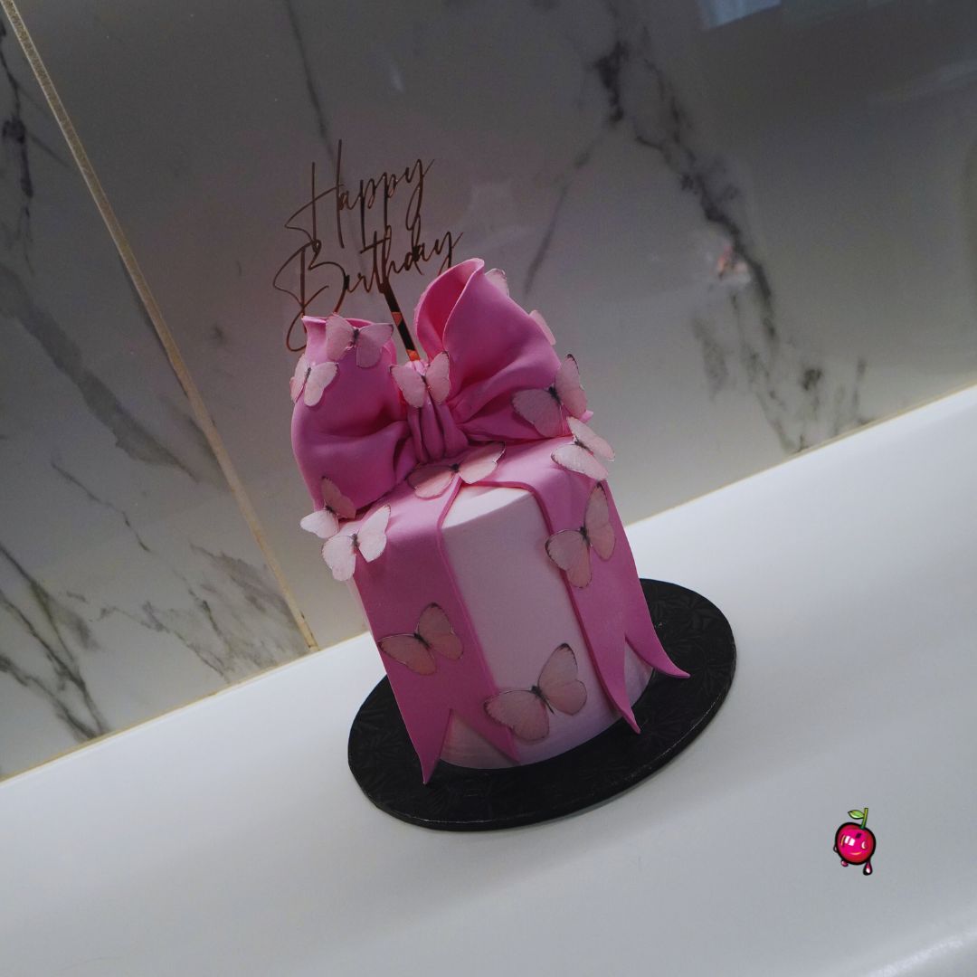 Pink Bow Themed Cake