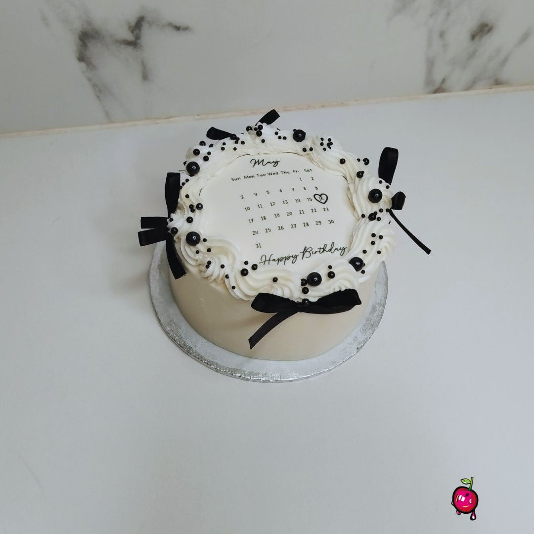 Happy Birthday Calendar Bento Cake with Pearls & Bows