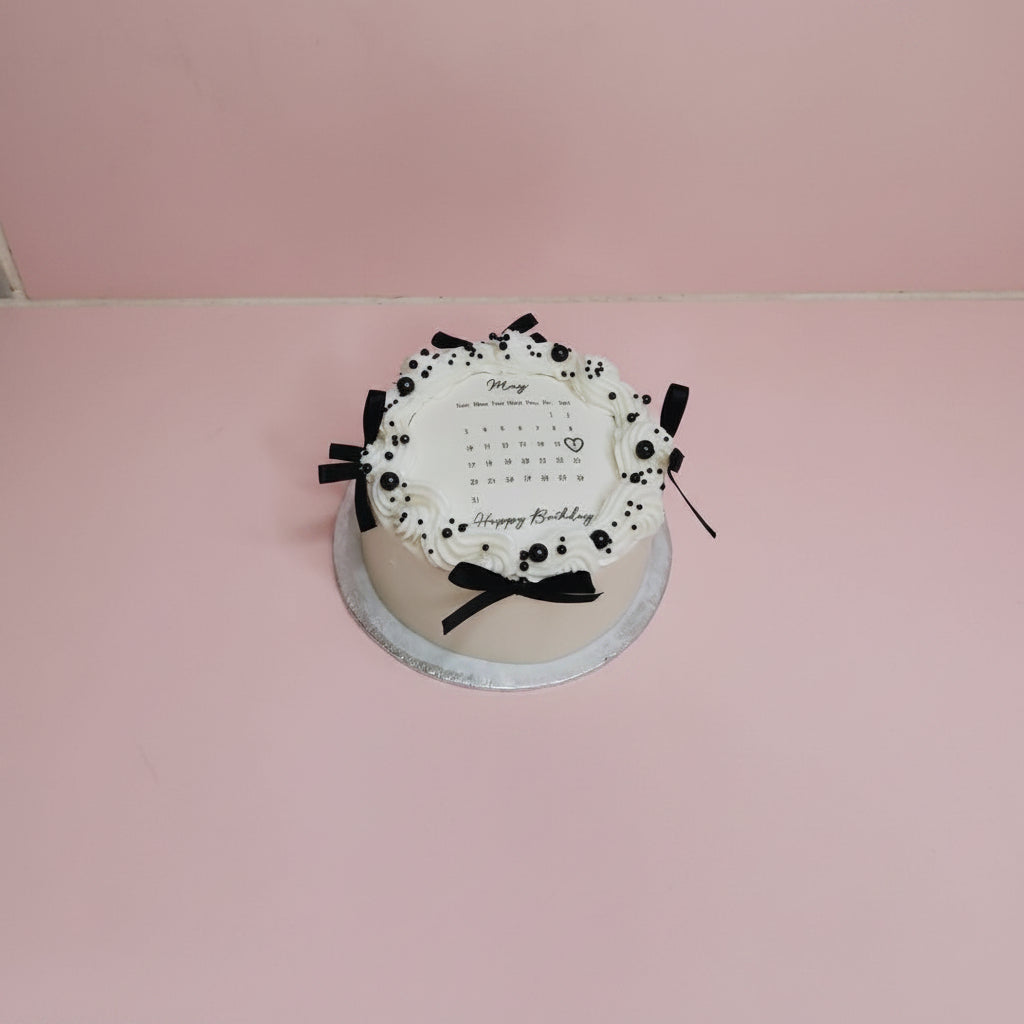 Happy Birthday Calendar Bento Cake with Pearls & Bows