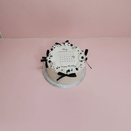 Happy Birthday Calendar Bento Cake with Pearls & Bows