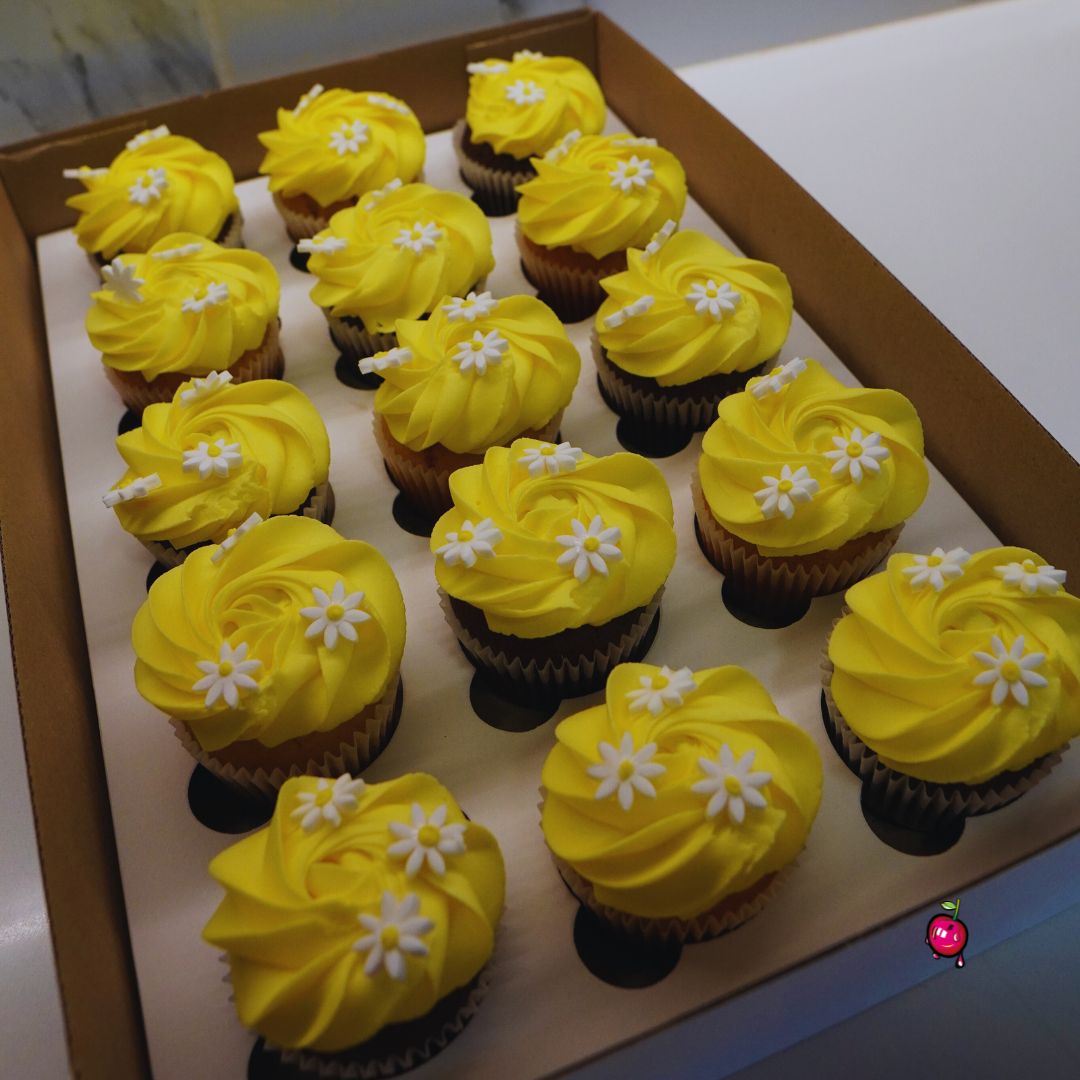White Daisy Birthday Cupcakes