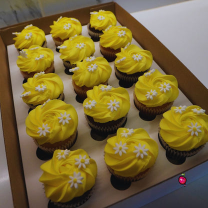 White Daisy Birthday Cupcakes