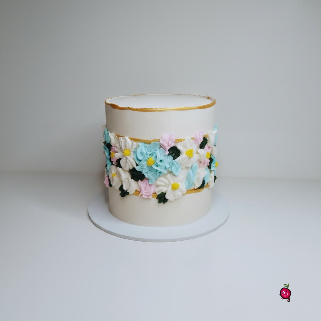 Piped Artsy Flowers Birthday Cake