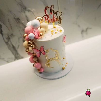 Oh Baby Pink, White & Gold Cake