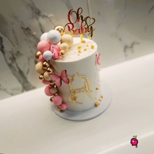 Oh Baby Pink, White & Gold Cake