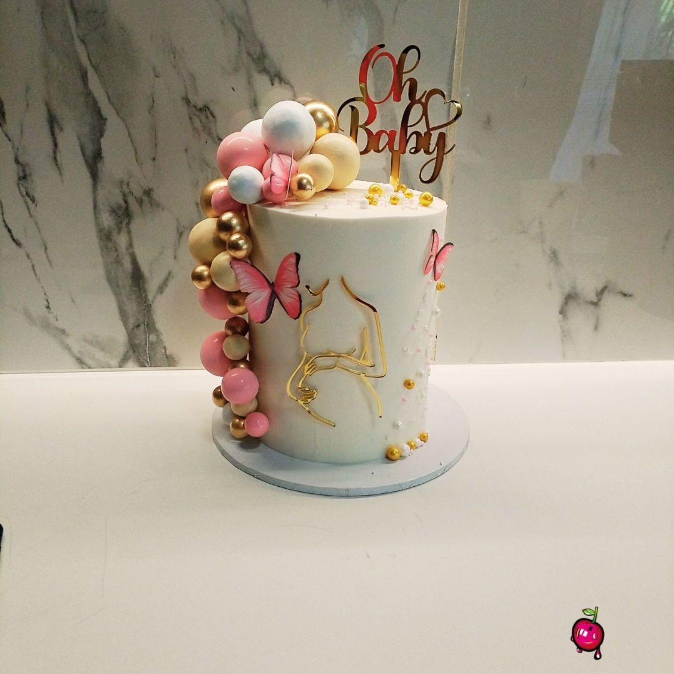Oh Baby Pink, White & Gold Cake