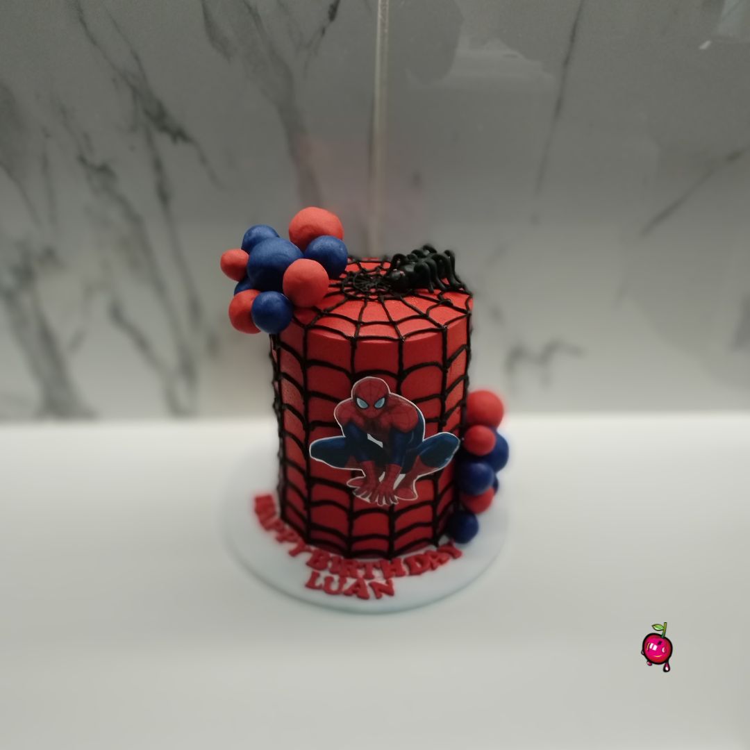 Spiderman Themed Black Web with Spider Cake