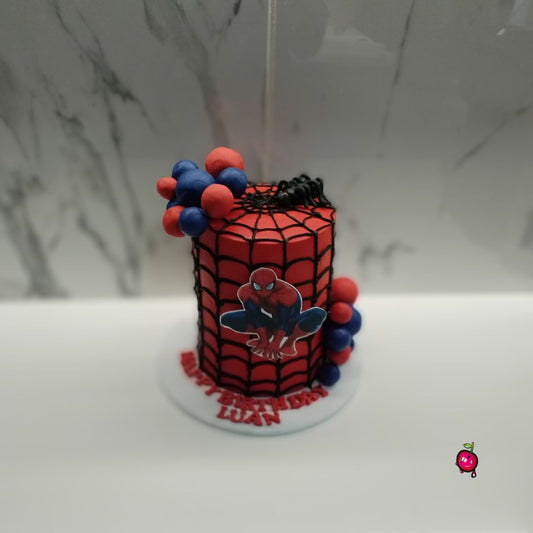 Spiderman Themed Black Web with Spider Cake