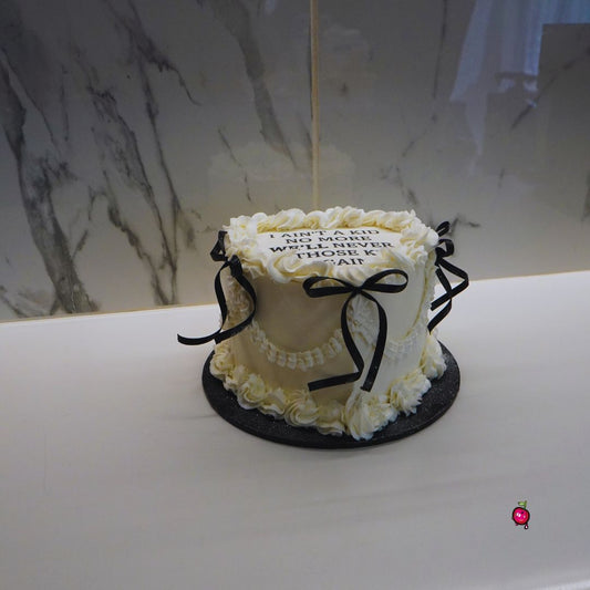 "I ain't a Kid No More" Vintage Heart Cake with Ribbons