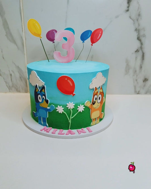 Bluey Themed 3rd Birthday Cake