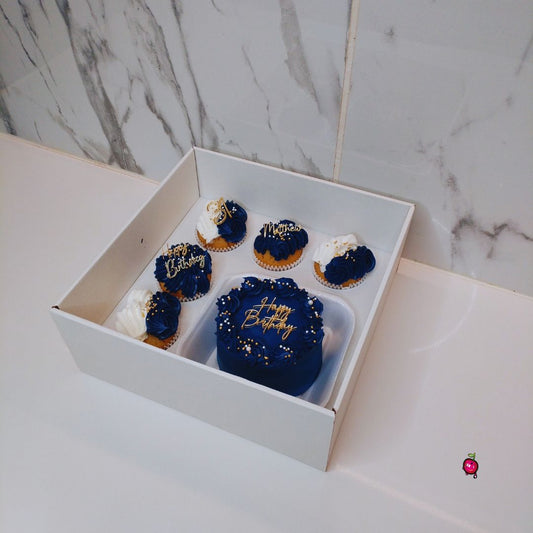 Navy Blue and White Bento Cakes & Cupcakes